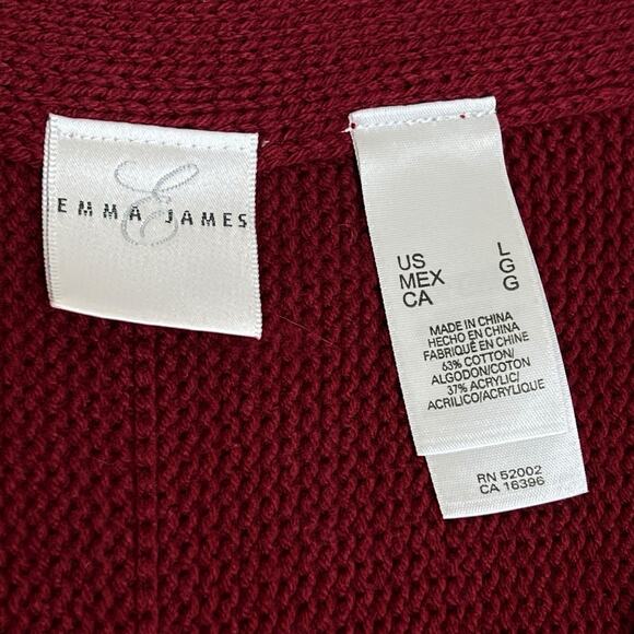 Emma James Red Cardigan Sweater Size Large One Button Front Snap Pleated Sleeves - Picture 7 of 8